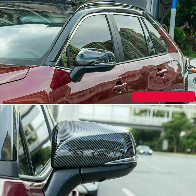 for Toyota RAV4 2019-2023 Carbon Fiber Style External RearView Mirror Cover Trim