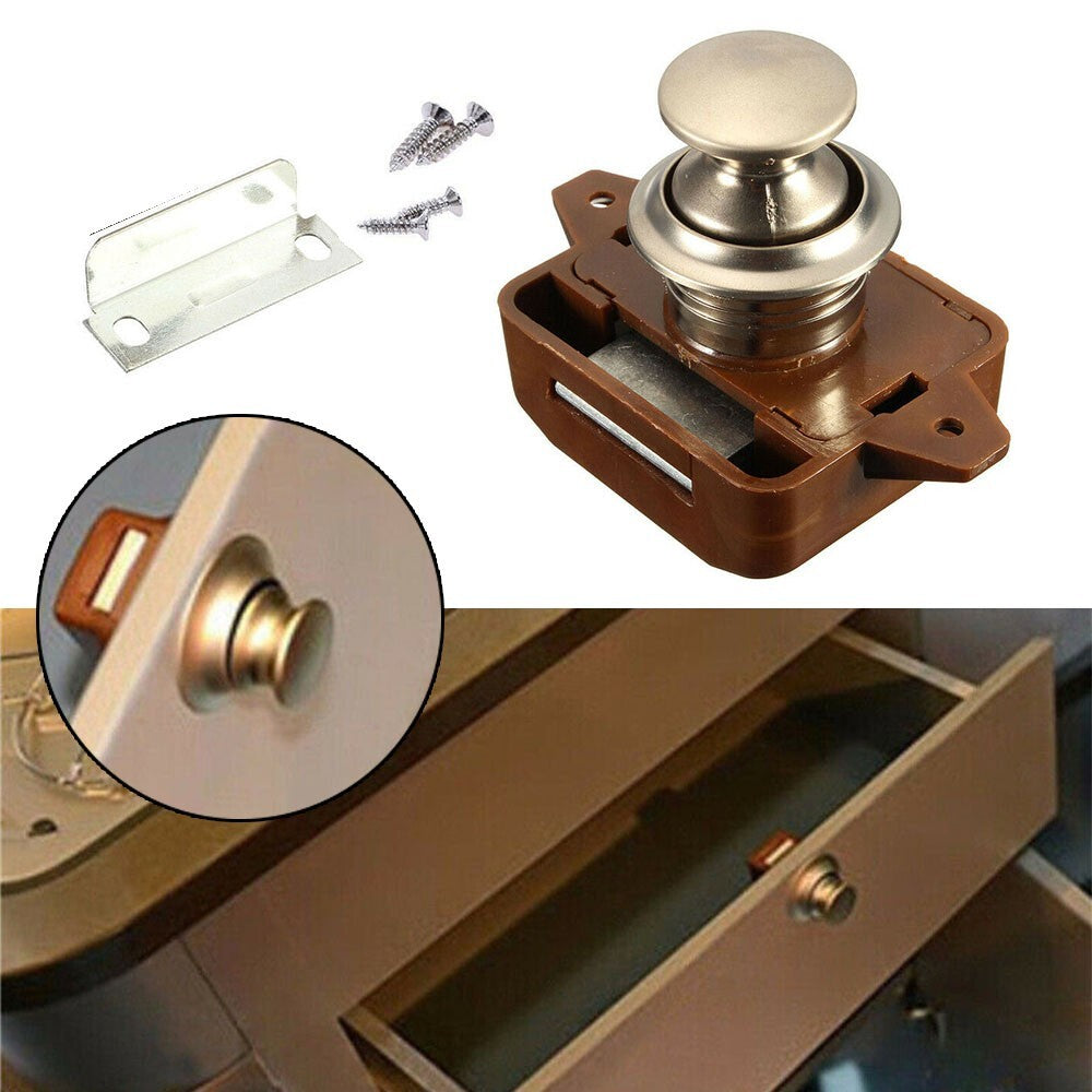 Latch Knob Push Button Catch Lock Cupboard Door Motorhome Cabinet Camper Caravan