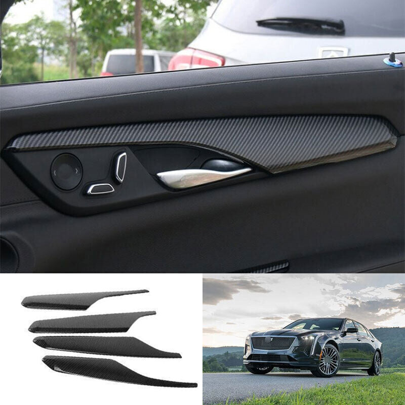 for Cadillac CT6 2016-20 Carbon Fiber Look Inner Door Panel Strip Cover Trim 4P