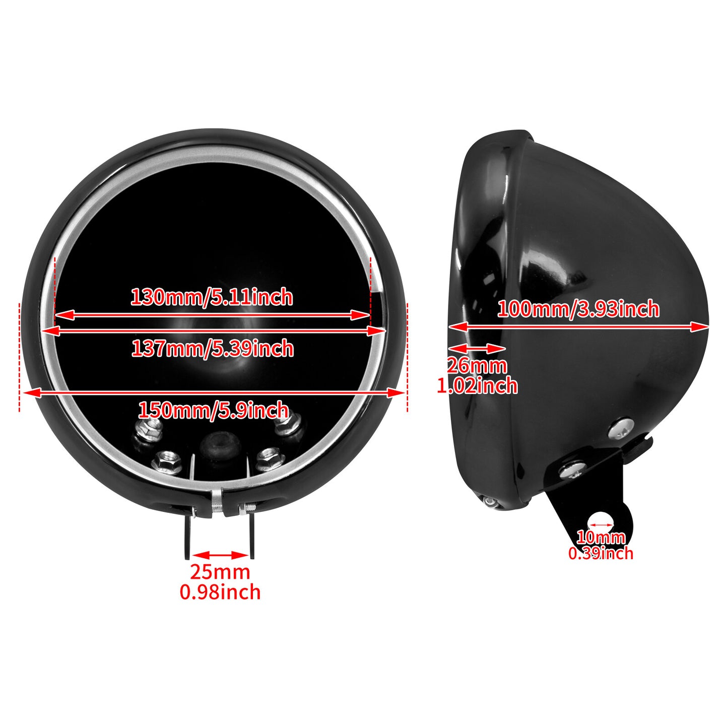 5.75 Black Headlight Cover Housing Holder Bucket for Harley Dyna Street Fat Bob