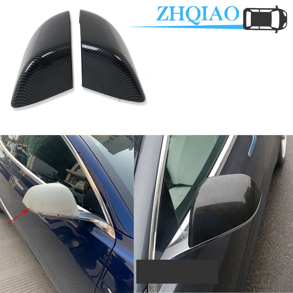 Carbon Fiber Add on Side Wing Rearview Mirror Cover for Tesla Model 3 2017-2019