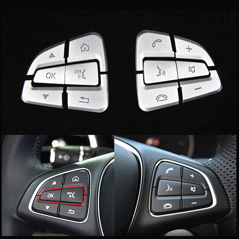 for Mercedes-Benz GLC C Class W205 2015-2018 Steering Wheel Button Silver Trim