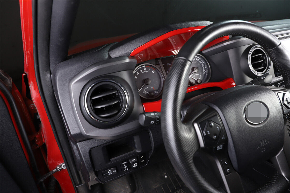 Red ABS Interior Dashboard Decorative Cover Trim Fit For Tyota Tcoma 2016-2020