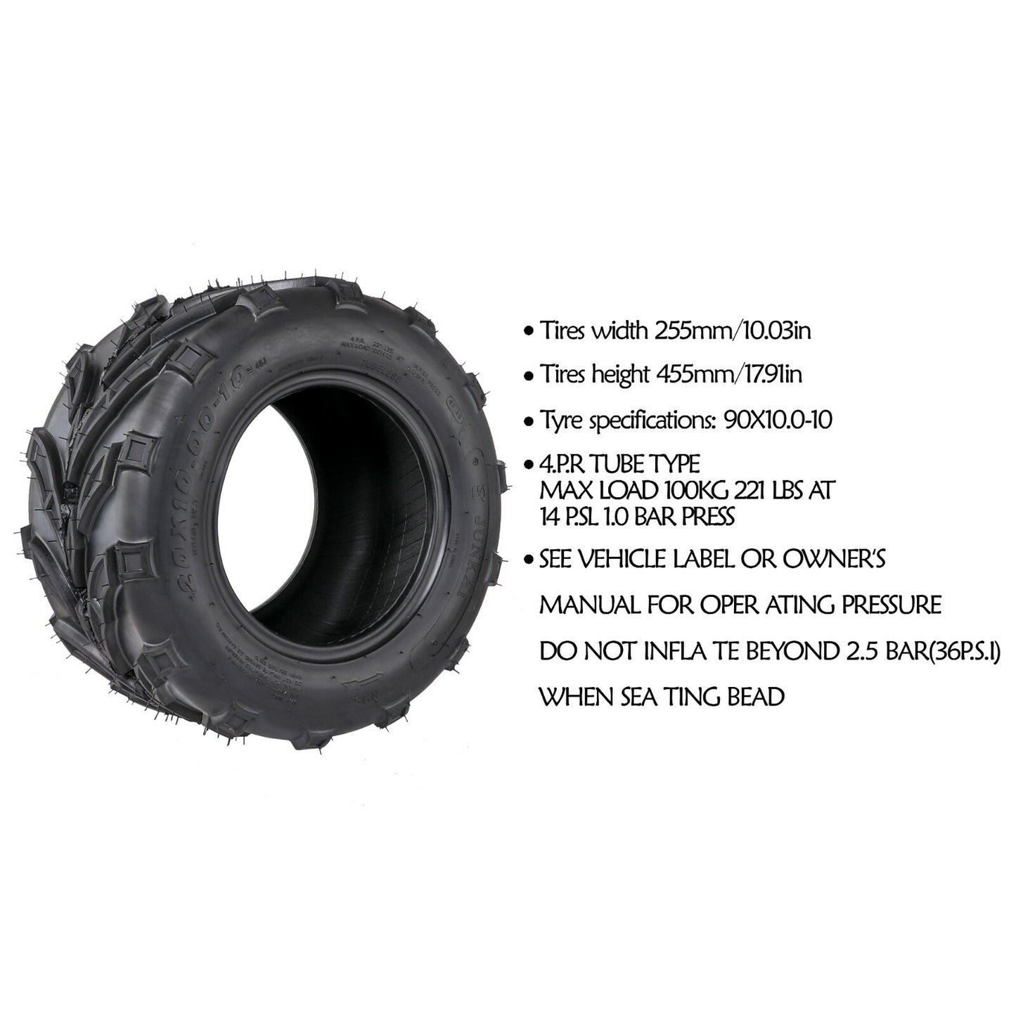 4PC 20X10.00-10 20x10-10 ATV Tyre Tubeless 20x10x10 Tyre Go kart Buggy for Golf Cart
