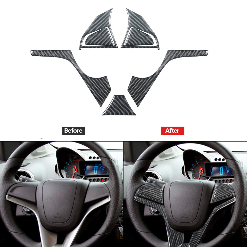 7x Carbon Fiber Steering Wheel Accent Cover Type C for Chevrolet Sonic 2012-2016