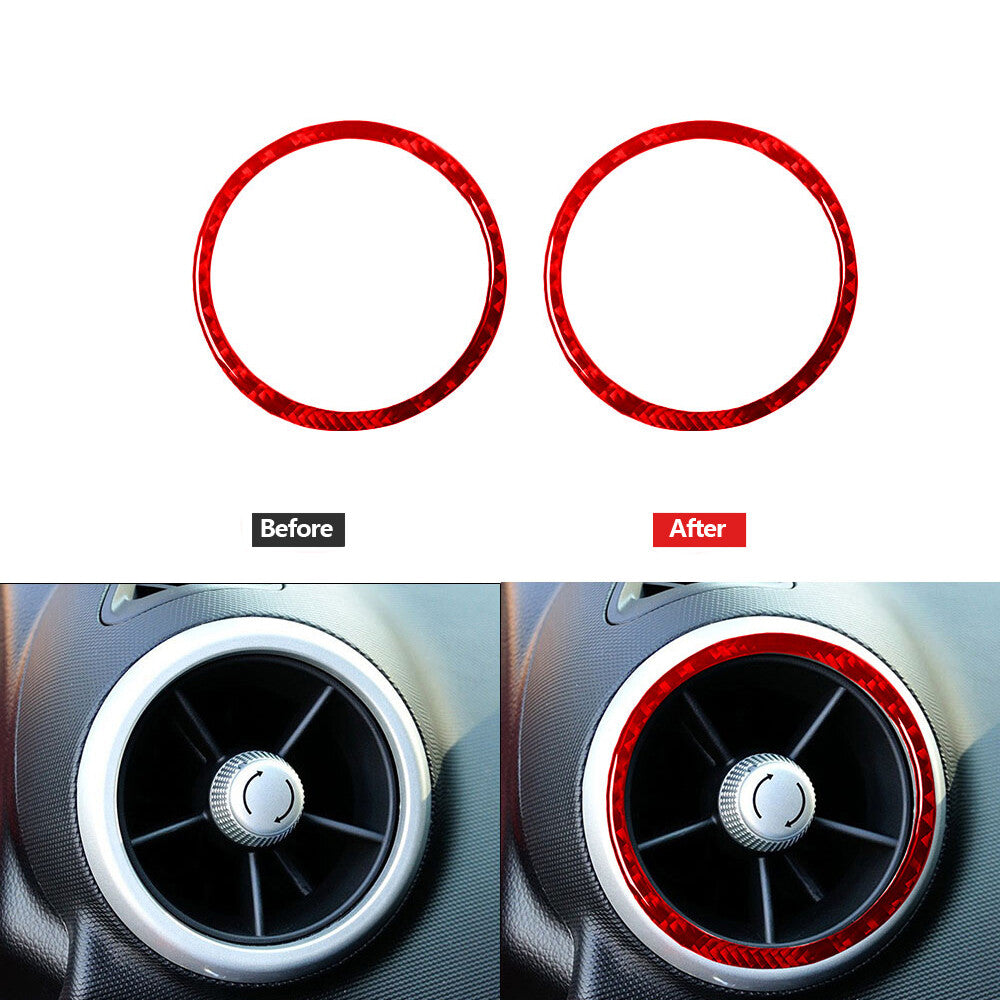 Red Carbon Fiber Side Air Vent Outlet Cover Trim for Chevrolet Sonic 2012-2016