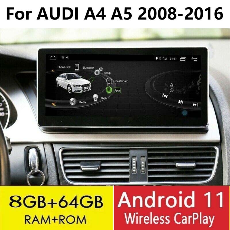 Carpaly Multimedia Fit for AUDI A4 A5 GPS 10.25 Screen 2008-2016 Android 11 WIFI