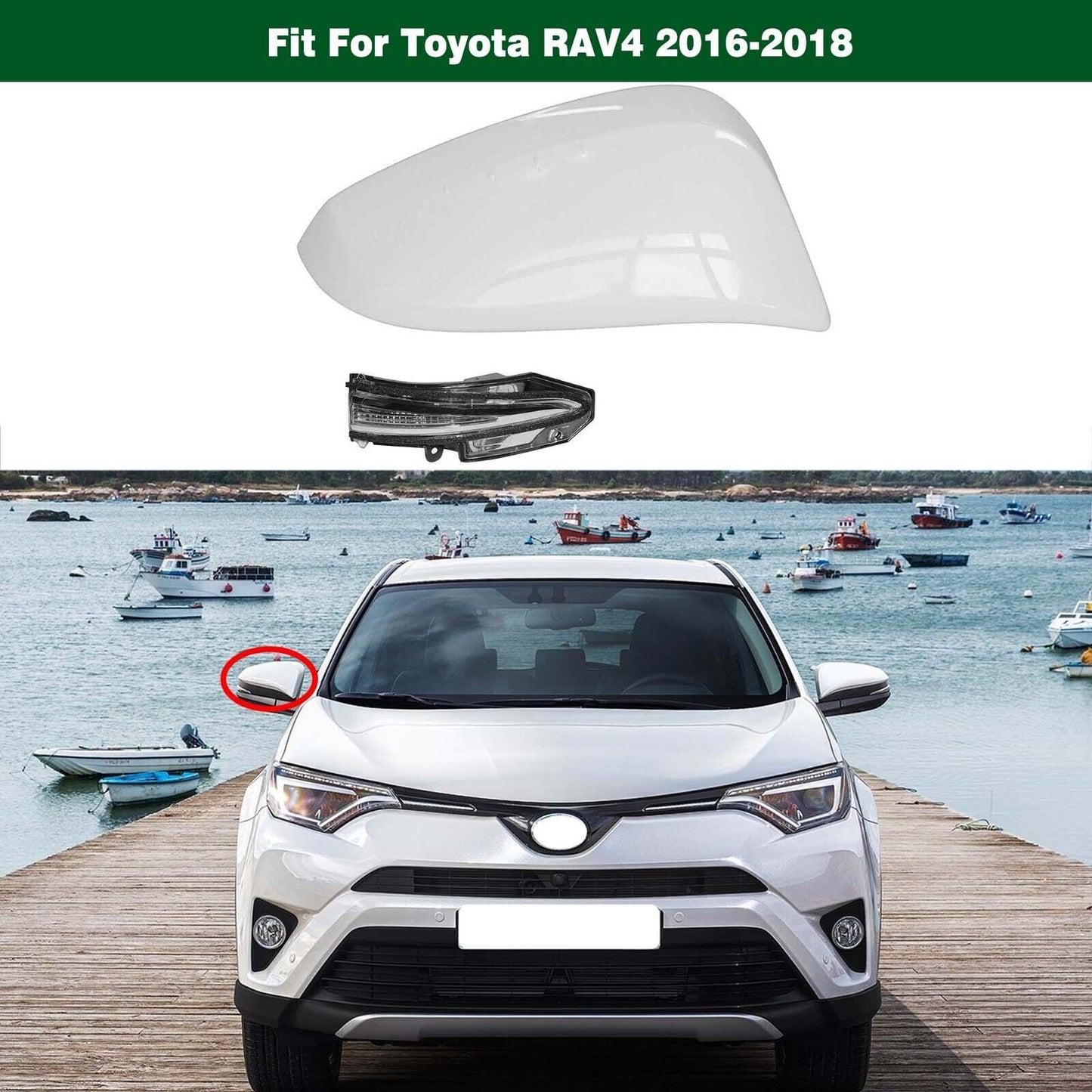 2PC Right Side Mirror Turn Signal Light w/Cover Cap for Toyota RAV4 2016-2018