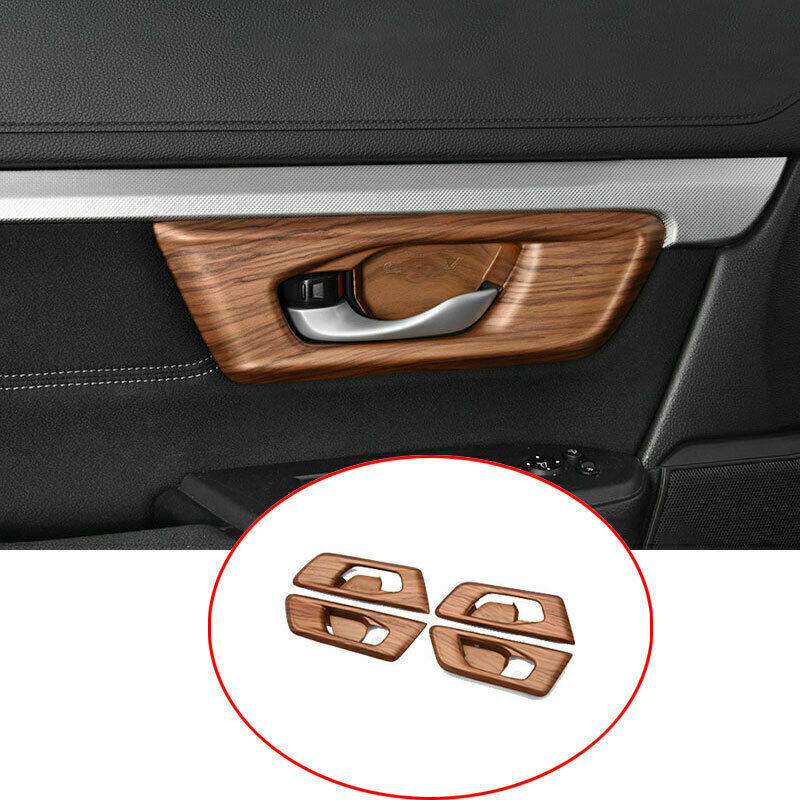 for Honda CR-V CRV 2017-2022 Interior Door Handle Cover Trim 4X Wood Grain Look