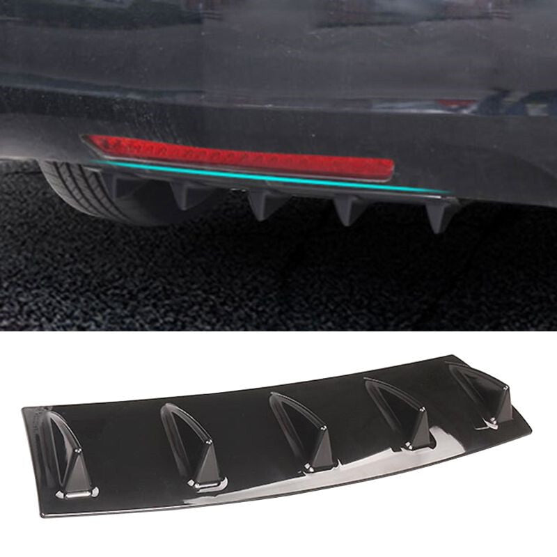 Universal Car Rear Bumper Lip Diffuser 5 Fin Shark Fin Style Black Bumper