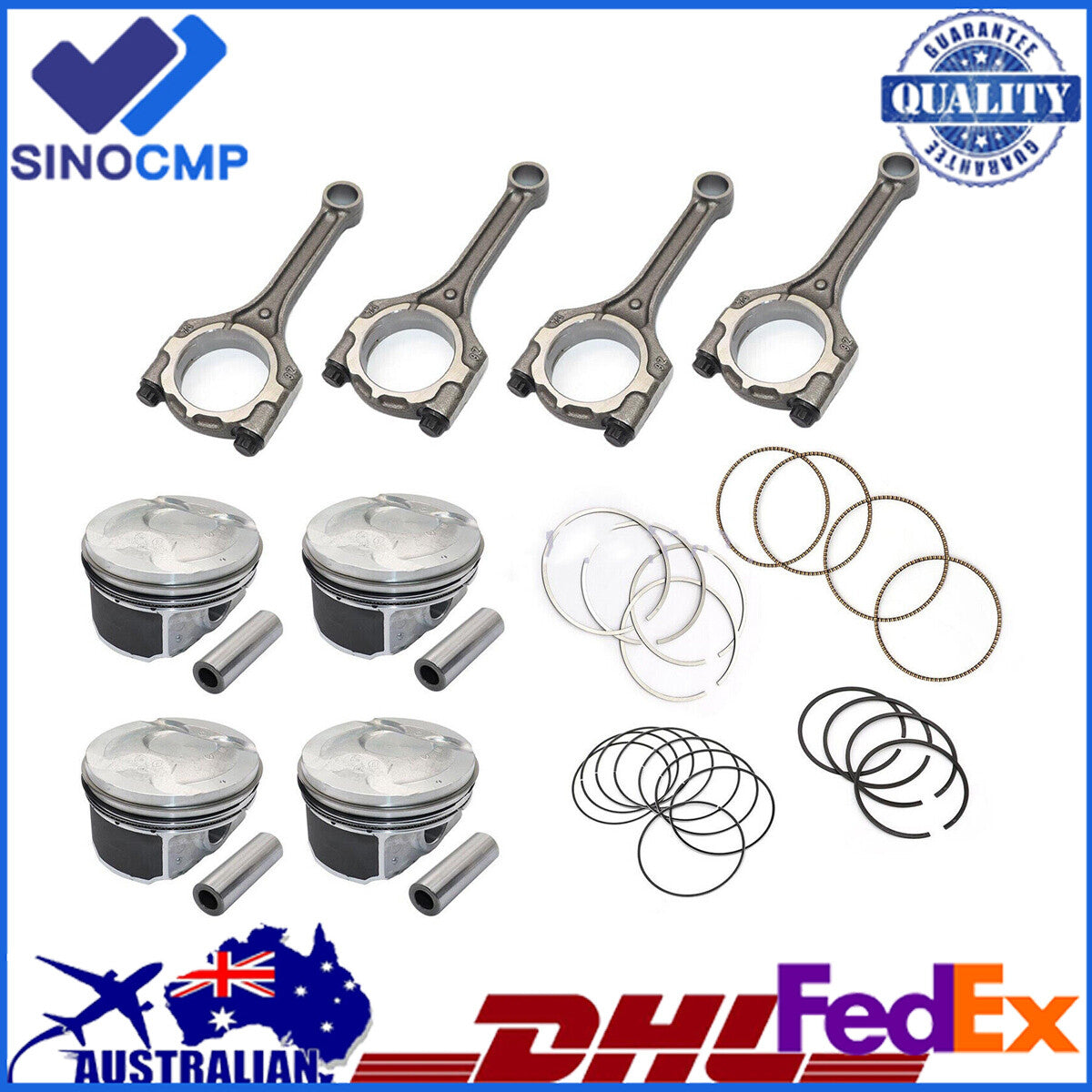 Connecting Rod  Pistons  Rings Kit for Hyundai for Kia Accent Rio 1.6L DOHC 12-16