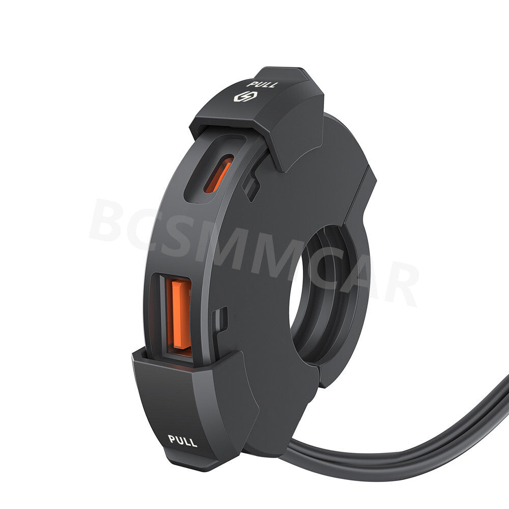 Motorcycle QC 3.0 USB Type-C Charger Adapter Handlebar Mounting Phone Waterproof
