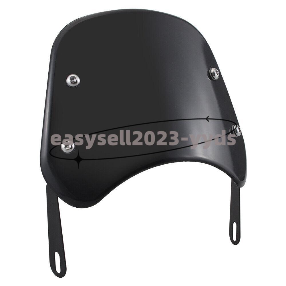 Black Universal Motorcycle 5-7'' Windshield Windscreen Round Headlight Fairing