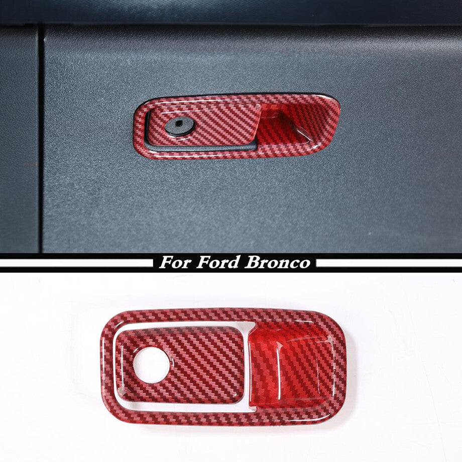 Accessories for Ford for Mustang 21-23: Red Carbon 2P Passenger for Seat Storage Box Handle Trim