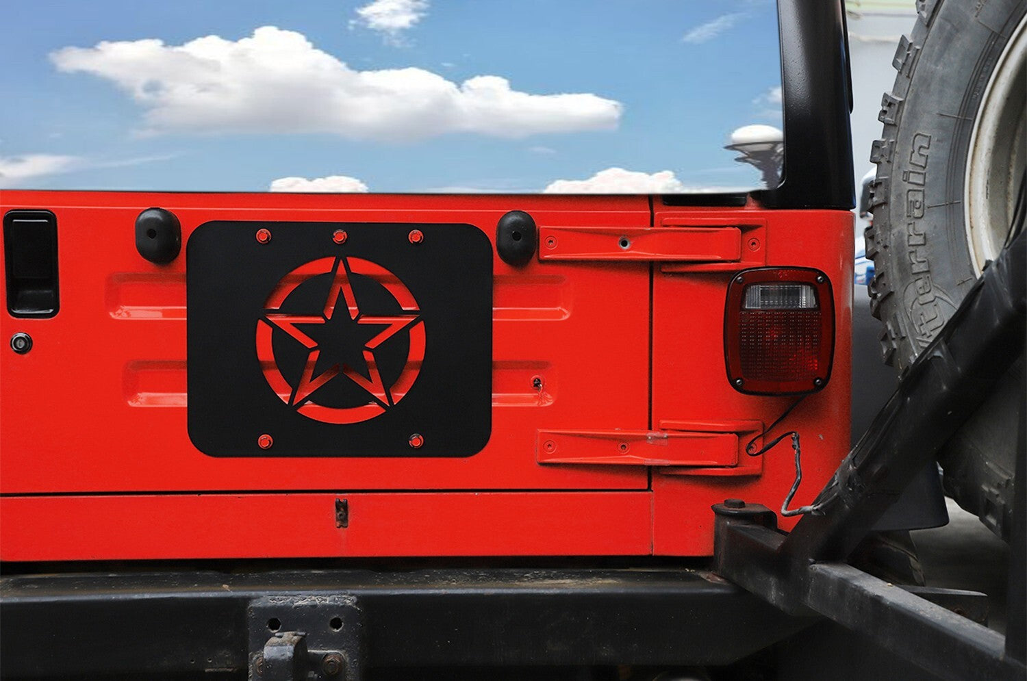 for Jeep for Wrangler TJ 1997-2006 Tailgate Spare Tire Delete Plate Trim Aluminum