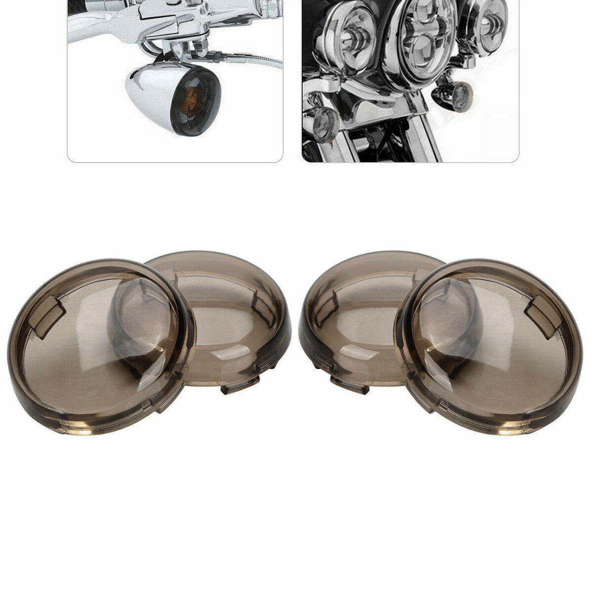 4 Motorcycle Turn Signal Flashing Smoke Lens Covers for Harley Dyna Sportster