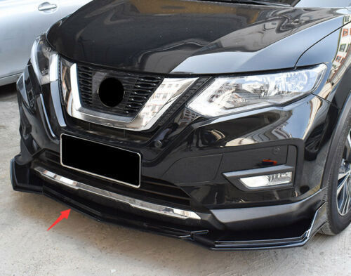 3x for Nissan Rogue 2017-20 Glossy Black Front Bumper Lip Spoiler Bodykit Guard