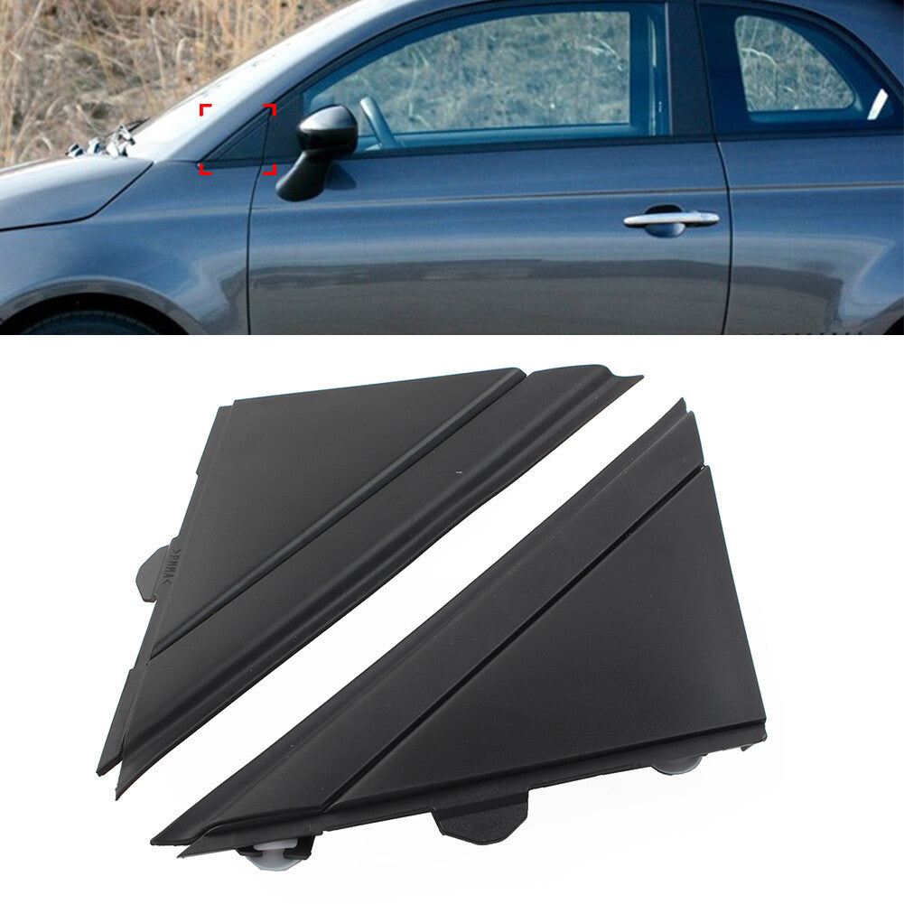 A pair of matte black door mirror flag covers molded for Fiat 500 2012 - 19 1SJ85KX7AA