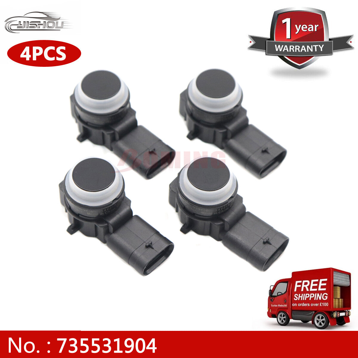 735531904 PDC parking sensor for Fiat 500L/500X Fiorino Qubo 53385934 4 new