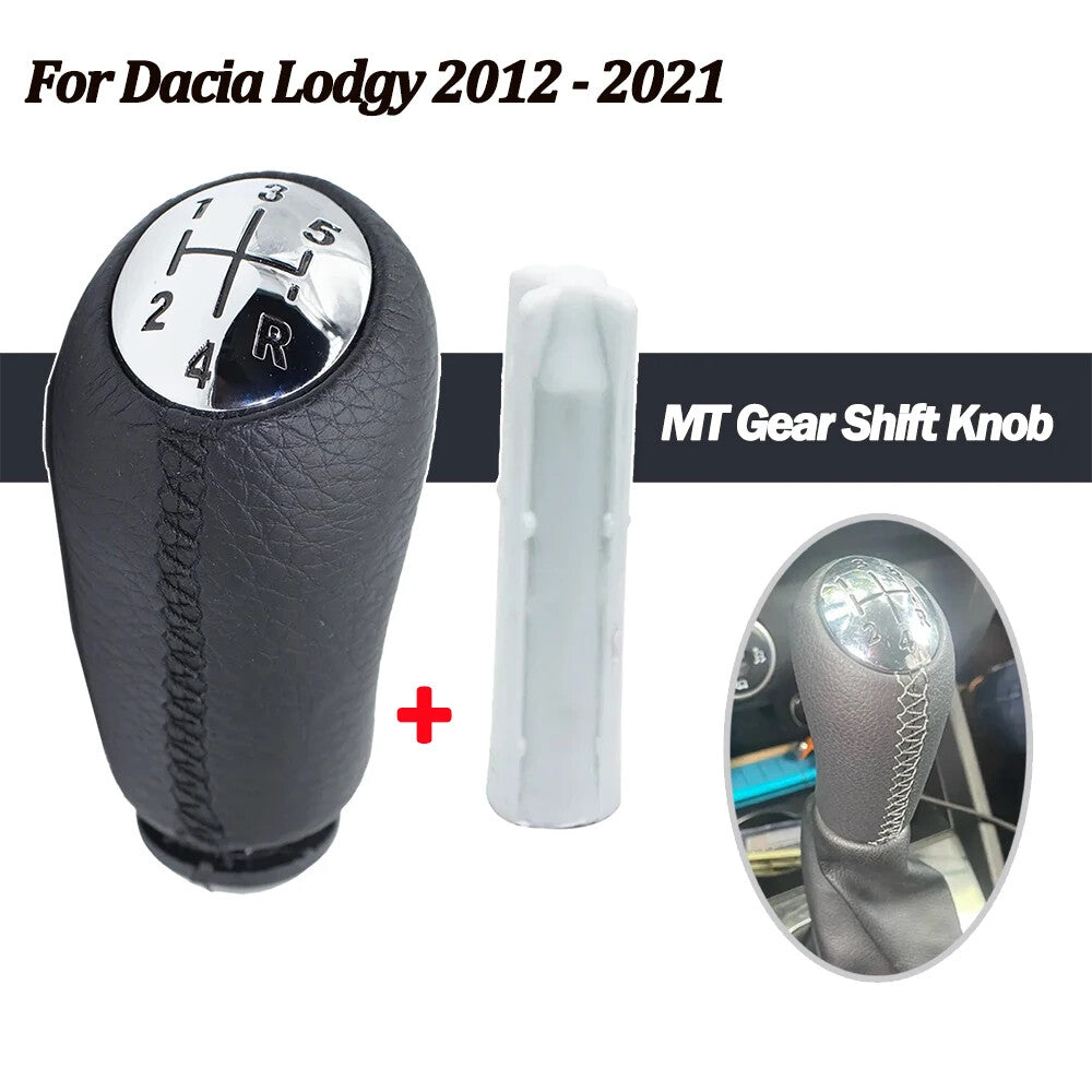 Gear Shift Knob for Renault for Dacia Lodgy Inner Sleeve 5 Speed+R Black Leather MT