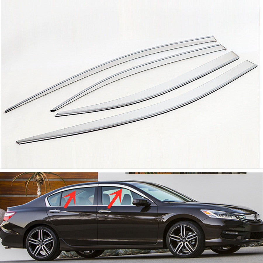 for Honda Accord 2014-17 Chrome Window Visor Vent Shade Rain Guard Deflector 4X