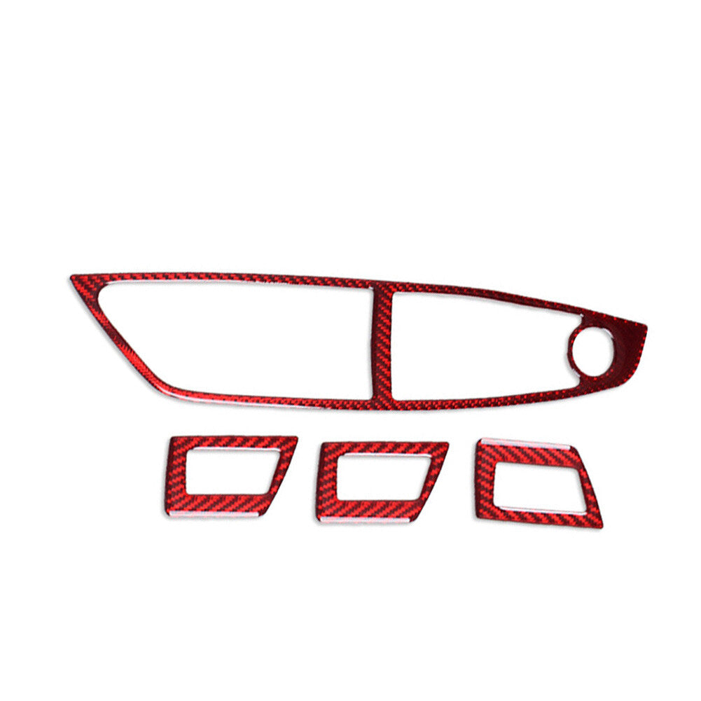 Red Carbon Fiber Window Switch Lift Panel Trim for BMW F10 5 Series 2011-2018