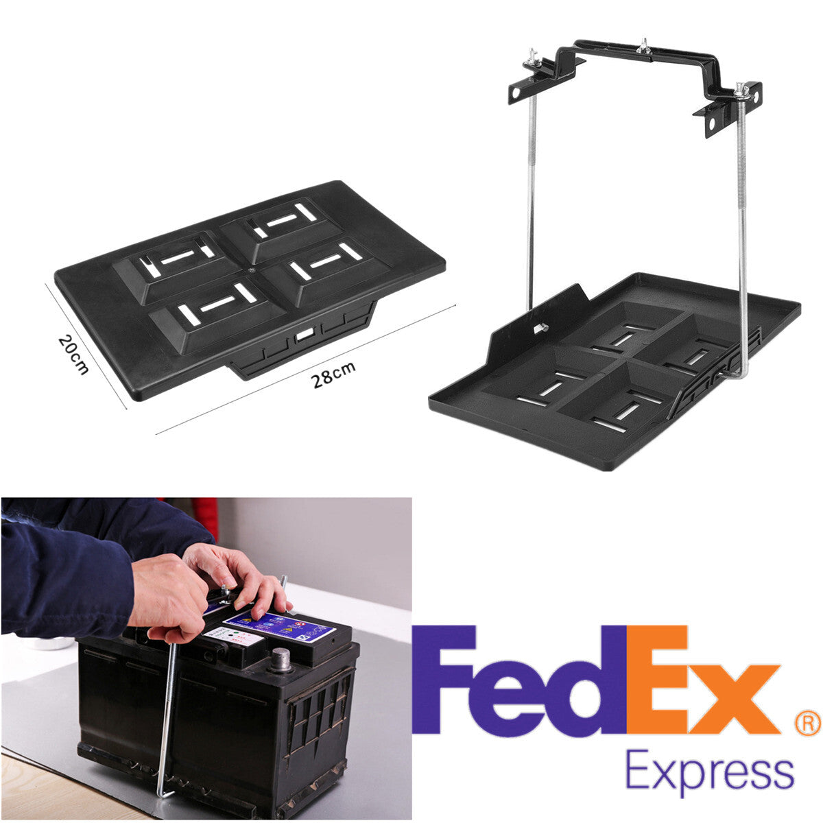 Universal Car for SUV Battery Tray Holder Frame Kit Adjustable Clamp Range 135-200mm