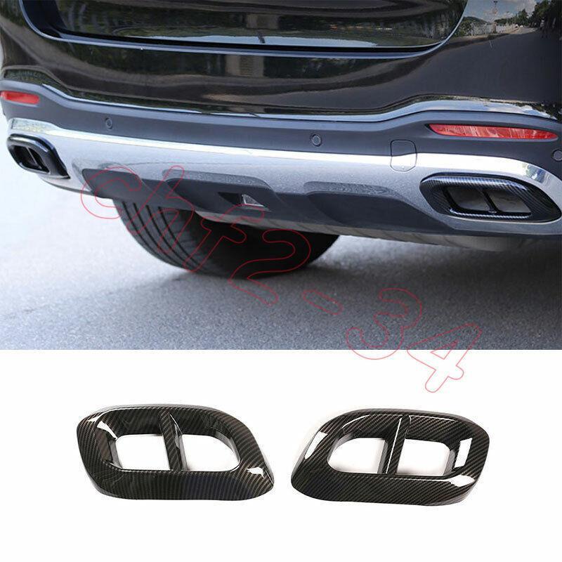 Carbon Fiber Rear Exhaust Muffler Tip Tail Pipe 2pcs for Benz GLE GLS 2020-2022