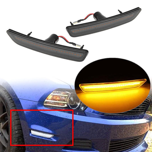 2x Fit 2010-2014 2013 2012 2011 for Ford for Mustang Car LED Front Side Marker Lights