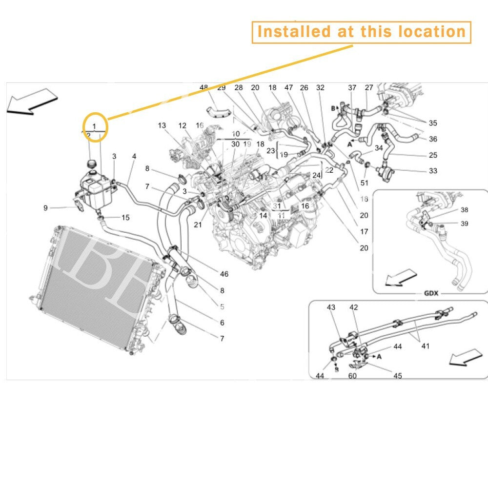 Radiator expansion tank for Maserati Ghibli for Levante cooling system - Equipment Manufacturer 670004150