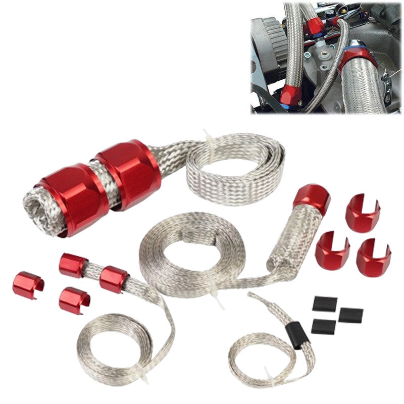 Braided Hose Red Engine Dress Up Kits Radiator Vacuum Fuel Oil Sleeving