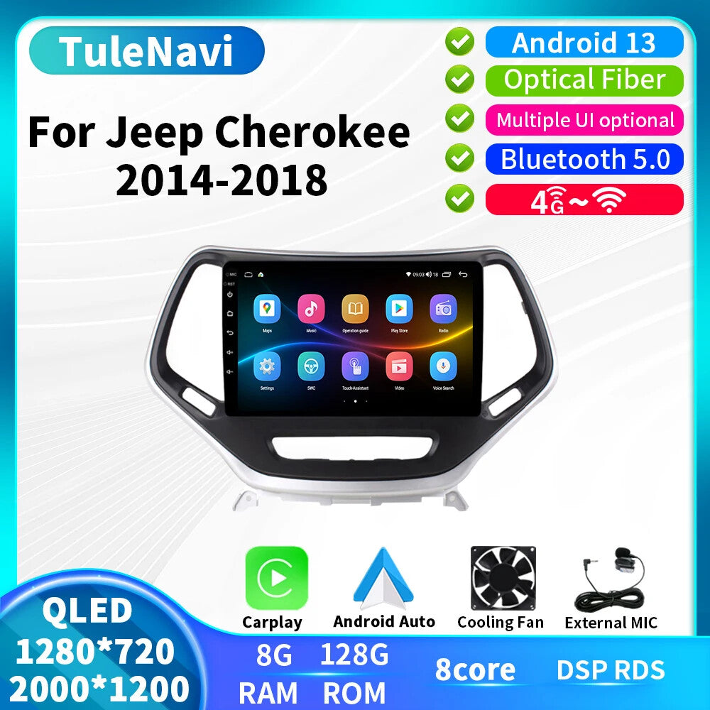Android Car Radio for Jeep Cherokee 2014-2018 Stereo CarPlay GPS Player Screen