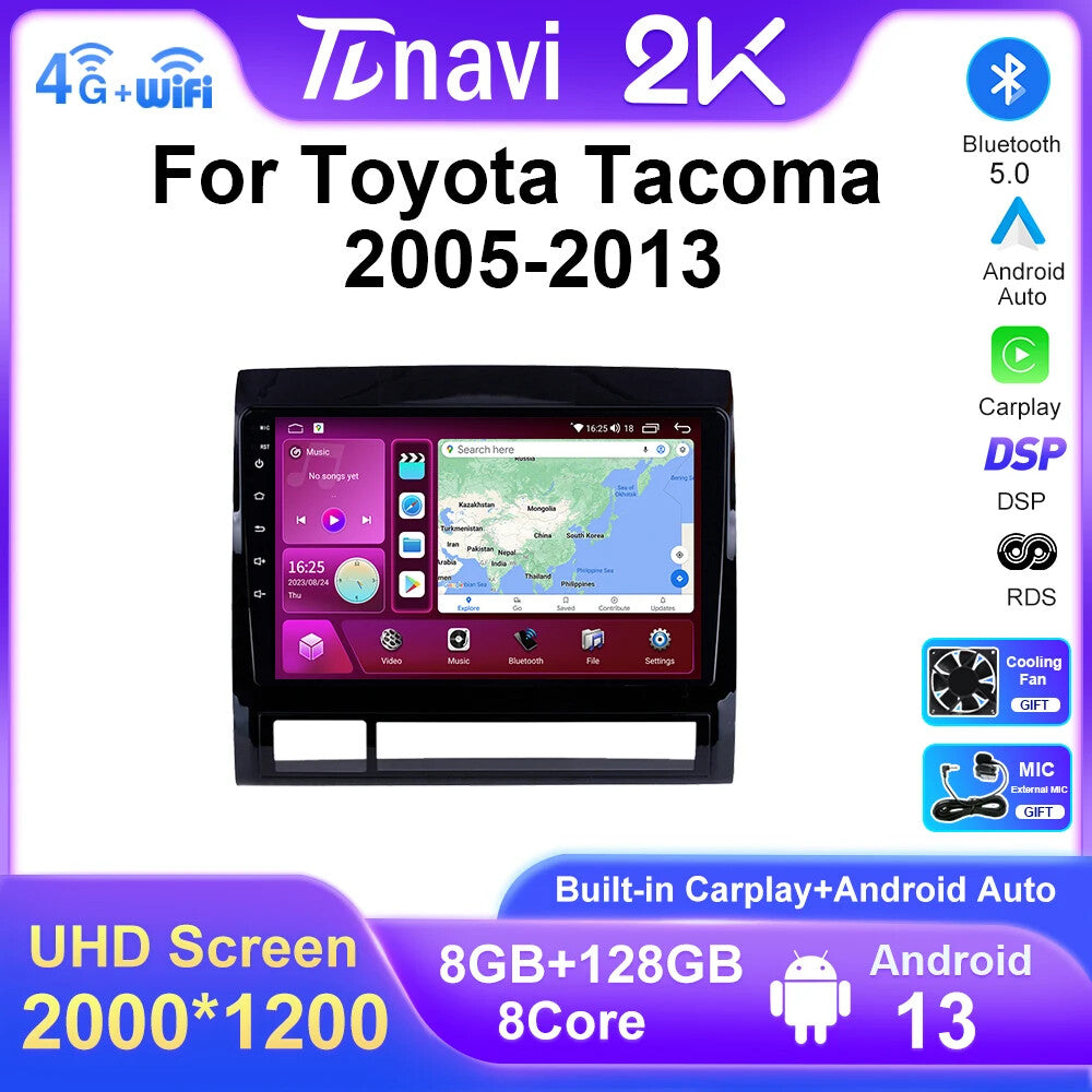 for Toyota Tacoma 2 N200 Hilux 2005-13 Carplay Car Stereo Radio GPS Navi Screen