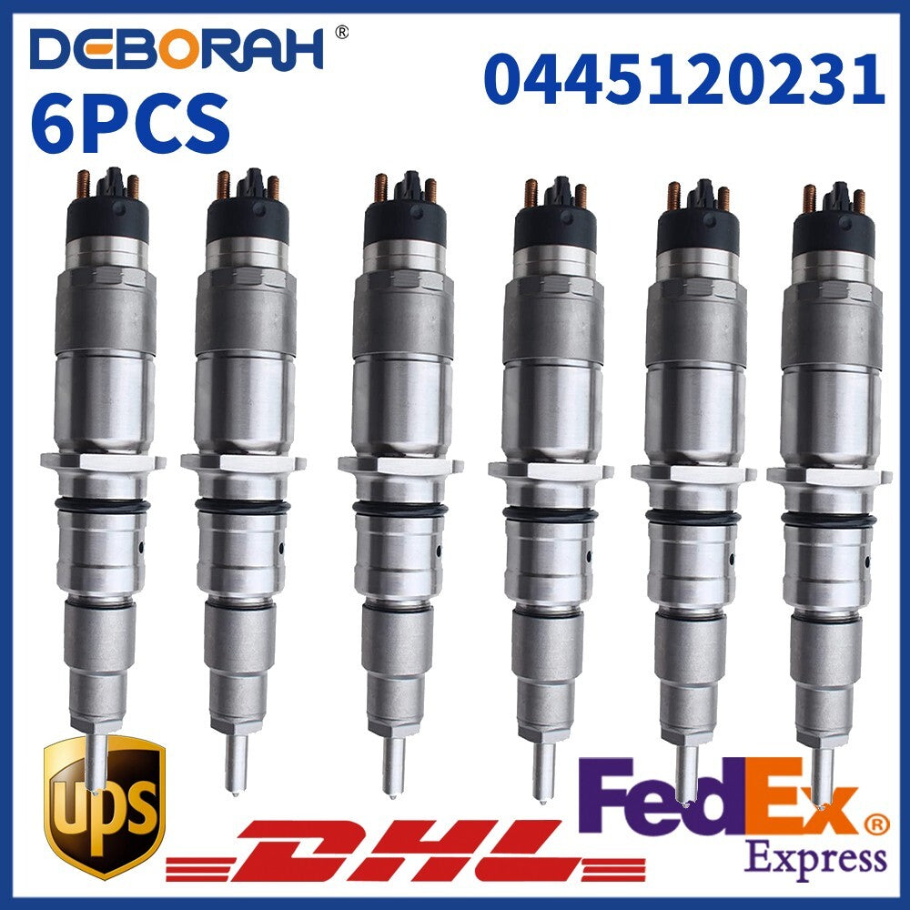 6X Fuel Injectors 0445120231 For 5263262 Komatsu PC200-8 QSB6.7 QSB5.9