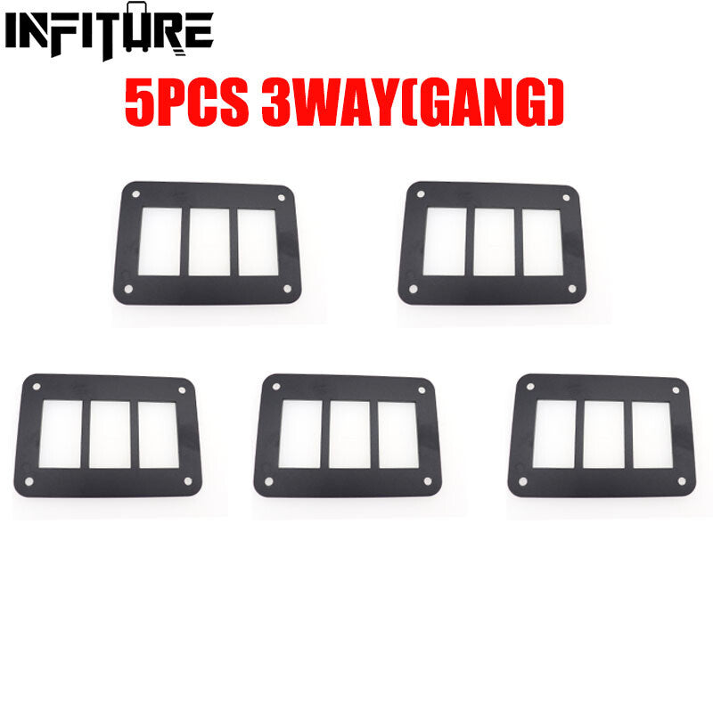 Aluminum 5pcs 3 Gang Rocker Switch Frame Dash Mount Bracket Holder Housing Panel