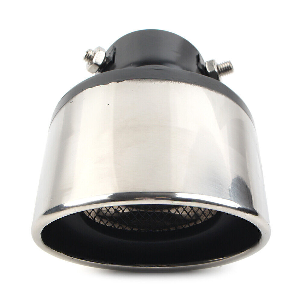 Silver Car Stainless Steel Rear Exhaust Pipe Tail Muffler Tip Round Accessories
