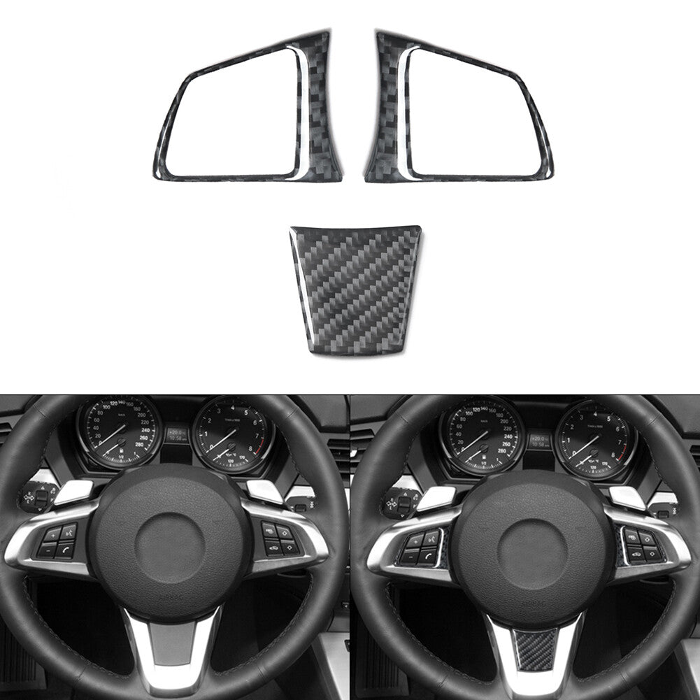 3X Carbon Fiber Interior Steering Wheel Set Cover Trim for BMW Z4 E89 2009-2016