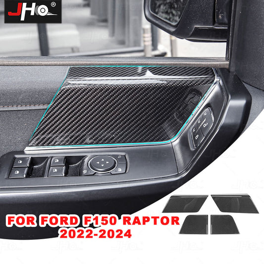 Glossy Carbon Interior Inner Door Top Cover for Ford F150 R Lariat 2021+