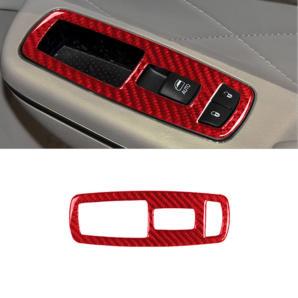 Red Carbon Fiber Window Cover Trim Fit for Chrysler 300 2015-22