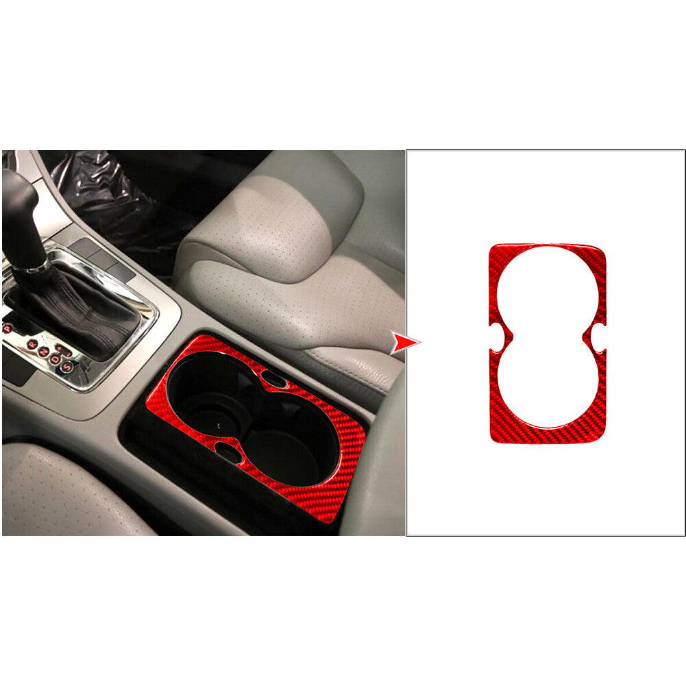 Carbon Fiber Water Cup Holder Panel Trim Car for Volkswagen for Passat 2006-2007 Red