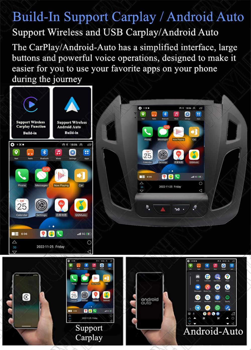 9.7 Android 14 Stereo Radio GPS Nav Head Unit for Ford Transit Connect 2014-18