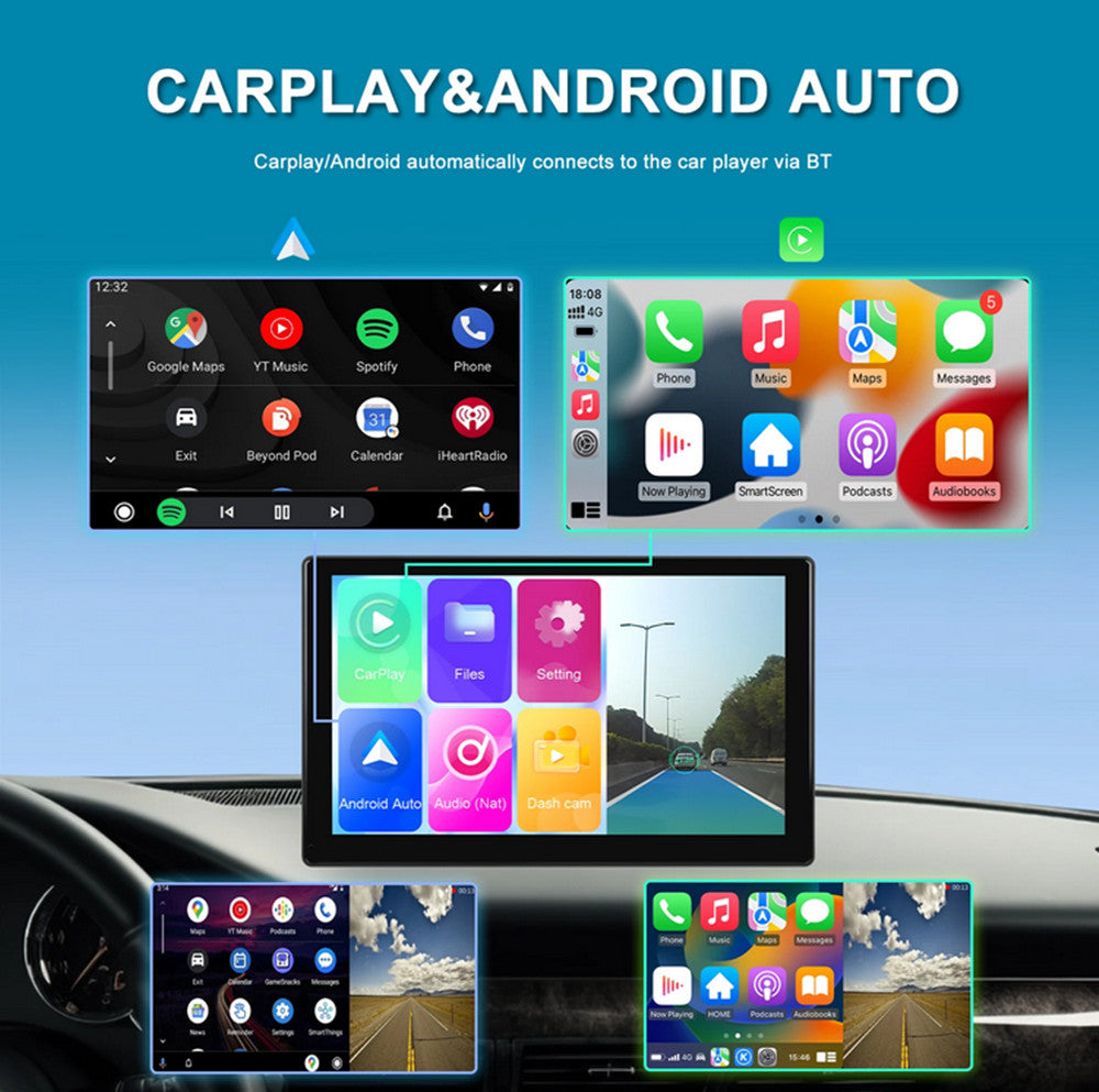 9in Car Dash Cam Dashboard Monitor Portable DVR ADAS For Carplay Android Auto
