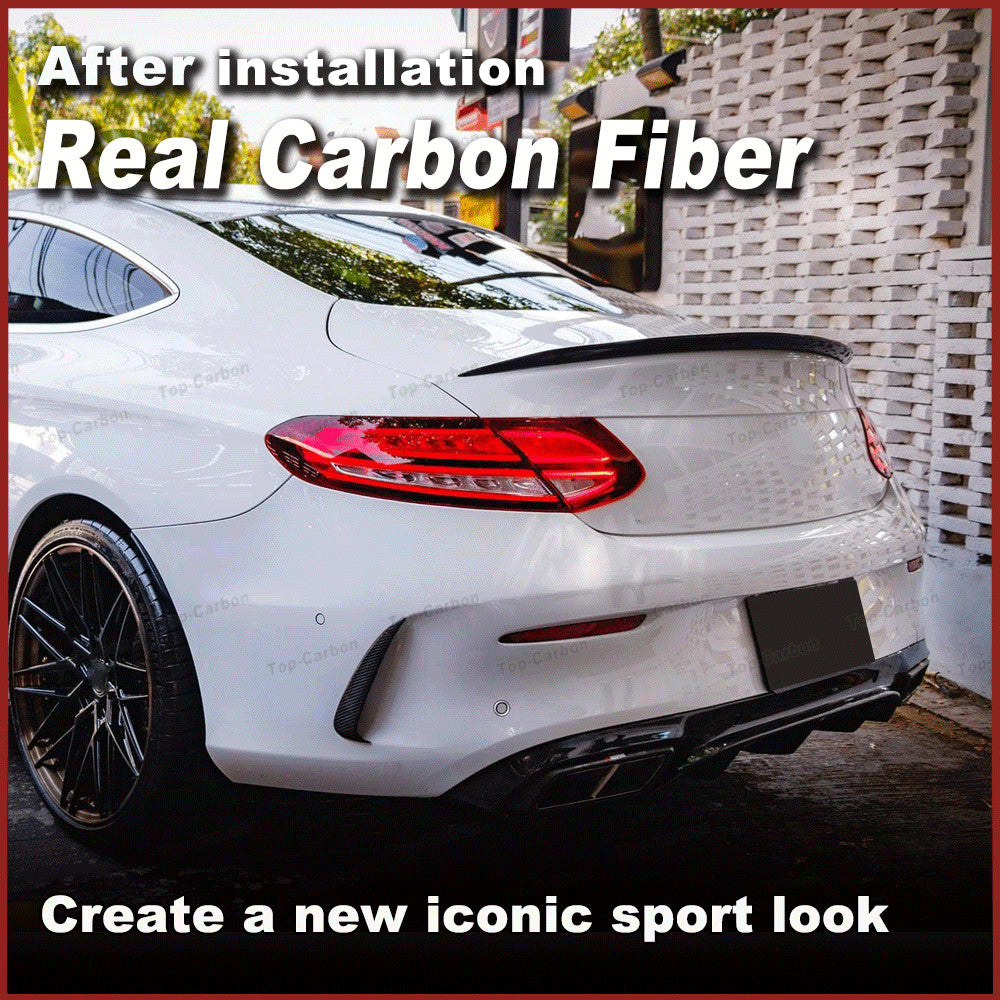 for Mercedes C205 C63 Coupe REAL Carbon Fiber Rear Trunk Spoiler Wing Lip