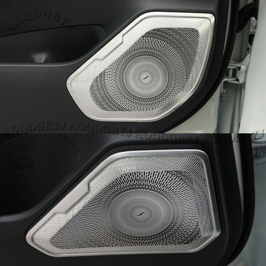 4P Silver Car Interior Door Stereo Speaker Cover Trim for TOYOTA RAV4 2019-2022
