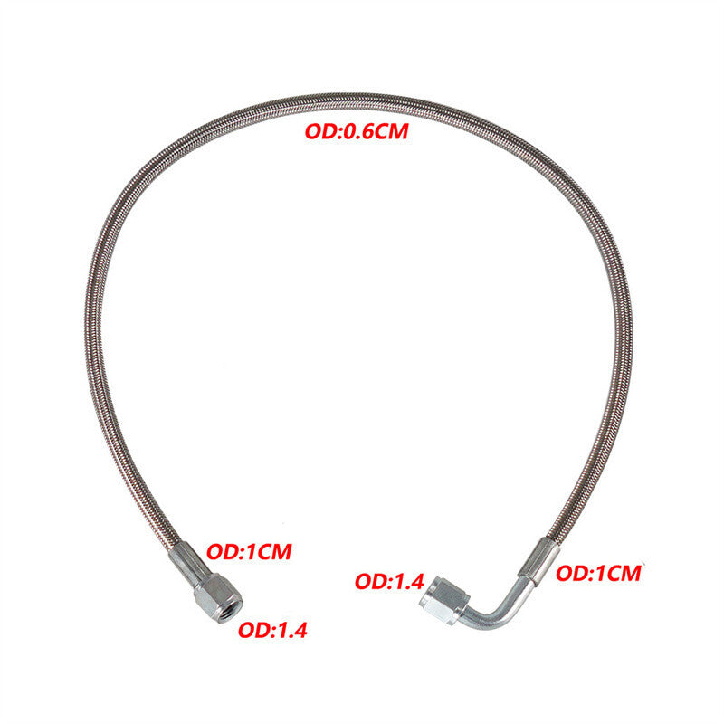 24 Turbo Oil Feed Line Stainless Braided PTFE Line 4AN 90° Straight Hose End