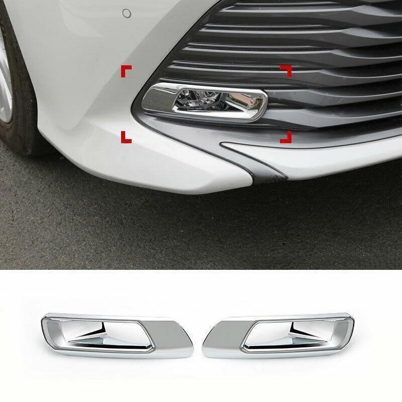 for Toyota for Camry 18-20 Silver Front bumper Fog Light Lamp Molding Cover Trims 2P