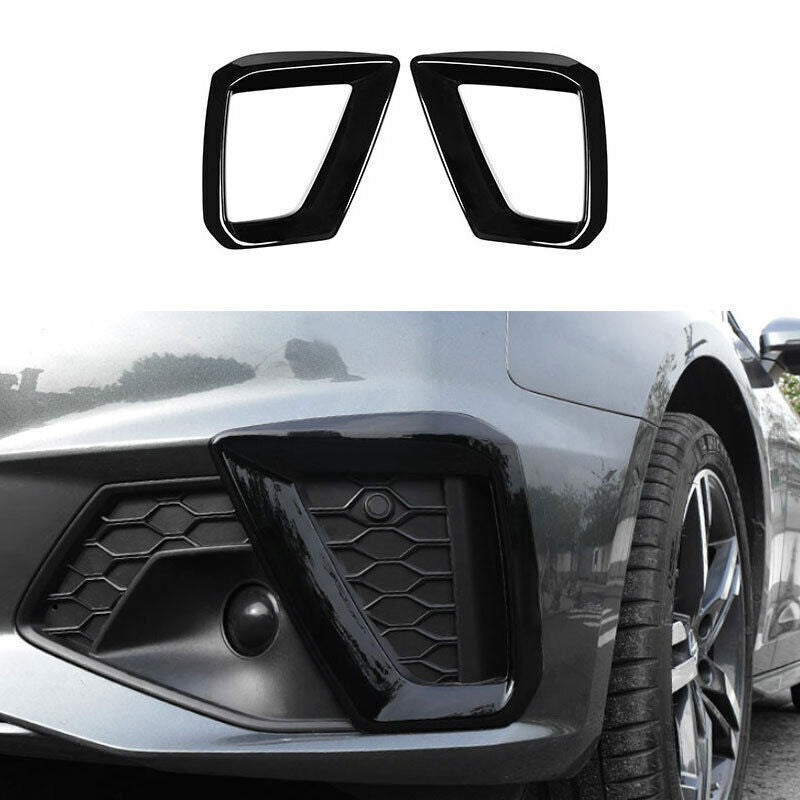 Fit for Audi A4 A5 B9 2020-2021 Black Front Bumper Fog Light Lamp Frame Trim 2X