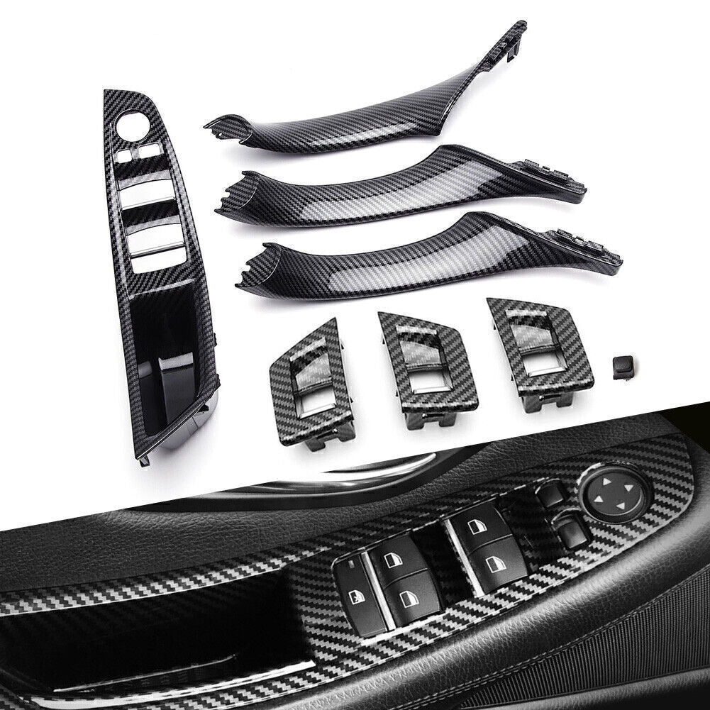 7pcs Car Inner Window Lift Switch Armrest Panel Door Handle Trim for BMW F10 F18