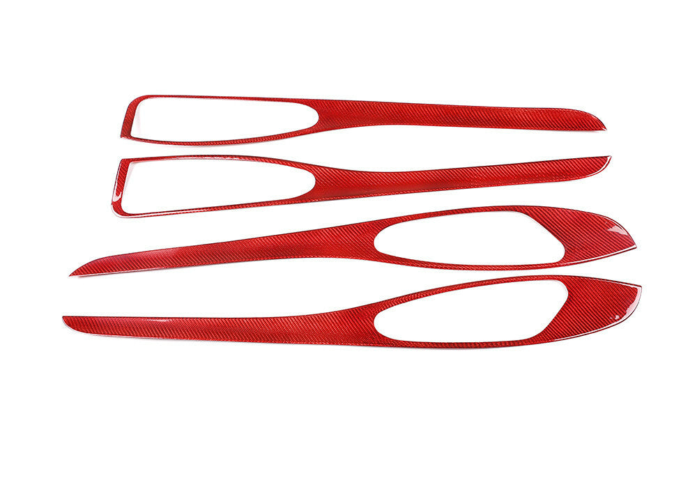 Red Carbon Fiber Interior Door Handle Panel Cover for Alfa Romeo for Stelvio 2017-20