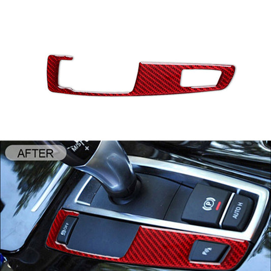 Red Carbon Fiber Gear Shift Panel Cover Trim for BMW 5 Series F10 2011-2017